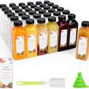 OBKJJ Plastic Juice Bottles 150 pcs 16 oz Empty Plastic Water Bottles with Caps Reusable Clear Beverage Containers for Drinking, Juicing, Smoothie, Water with 2 Brushes, 2 Funnels (16-OZ)
