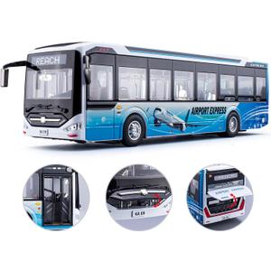 1/42 Diecast Bus Toys Cars, Metal City Bus Toy Vehicles with Light Up and Open-able Doors for Kids Boys Girls, 11.8"