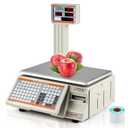 Bonvoisin Label Printing Scale 66lbs Capacity Price Computing Scale Pole Display with Label and Receipt Printer Commercial Barcode Scale for Retail Store, Supermarket and Farm