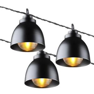 Cafe String Lights 11FT, Metal Shade LED Indoor/Outdoor String Lights with 10 Bulbs, Waterproof Connectable Hanging String Lights for Outside, Backyard, Bistro, Porch, Deck, Garden (1 PC)