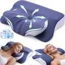 Cervical Neck Pillow for Back Side Sleepers, Memory Foam Double-Side Ergonomic Contoured Pillows with Cooling Pillowcase, Mellow Sleep Pillows for Sleeping, Pillow for Neck and Shoulder
