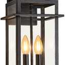 Dusk to Dawn Outdoor Wall Sconce Lighting Fixture with 2-Light, Large Industrial Outside Wall Lanterns with Clear Glass, Waterproof Exterior Lamps with E12 Sockets for Porch, Patio, Matte Black
