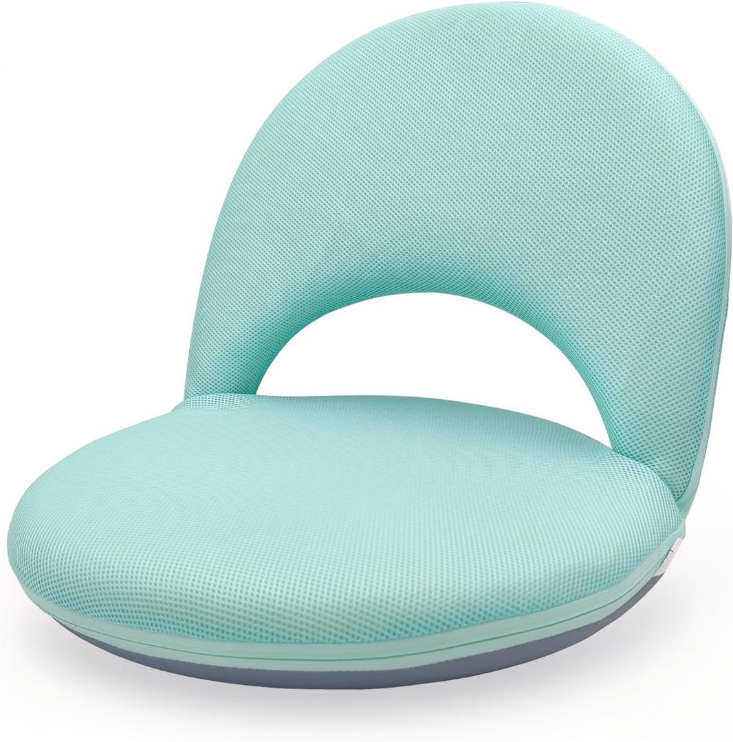 Floor Chair Floor Cushion Folding Padded Gaming Chair Adjustable 5-Position Floor Seat with Back Support for Kids Adult Great for Gaming Reading Meditating (Green)