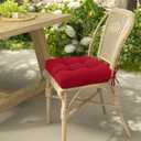 idee-home Outdoor Chair Cushions Set of 4, Patio Chair Cushions Thick 19 x 19 x 5 Inch Tufted Seat Cushions for Outdoor Furniture Waterproof with Ties, Dining Pads Red, 19x19x5 Inch-U Shaped