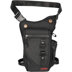 Larswon Thigh Pouch Bag - Tactical Waist Pack for Motorcycle, Waterproof Black