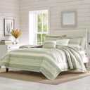 Tommy Bahama - Queen Comforter Set, Reversible Cotton Bedding with Matching Shams & Bonus Throw Pillows, Super Soft Bedding Set (Serenity Green, Queen) (Green/Off-white/Blue)