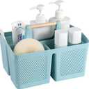 rejomiik Portable Shower Caddy Basket Plastic Cleaning Caddy Organizer Storage Tote with Handle for Bathroom, College, Dorm Room Essentials, Blue
