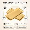 3 x 3-Piece Gold Serving Trays,304 Stainless Steel Heavy Duty Rectangular Platters,12.6 Inch Metal Food Server Set,Chip & Scratch Resistant,Rustproof Commercial Grade for Party, Wedding,Buffet,Christmas