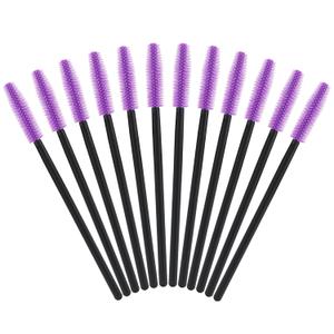 G2PLUS 50PCS Eyelash Brushes, Purple Silicone Soft Mascara Wands, Disposable Mascara Brush, Cosmetic Eyelash Extension Applicators Professional Makeup Tool Set (Purple) (Multi-colored)