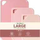 THETCHRY Plastic Cutting Board Set, Pink Cutting Board with Non-slip, Cutting Board for Kitchen Set of 3, Dishwasher Safe, BPA Free, Reversible, with Grip Handle, Pink