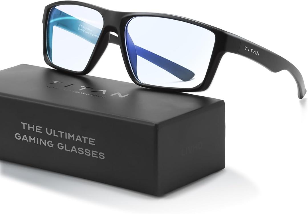Titan Gaming Glasses, Anti Blue Light Glasses Men, UV400 Protection Blue Light Blocking Glasses for Computer Eye Strain
