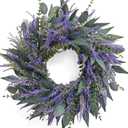 26 Inch Lavender Eucalyptus Wreaths for Front Door, Spring Summer Wreath,Large Eucalyptus Outdoor Wreath with Greenery Leaves for Porch,Wall,Holiday,Home Decor- Spring, Summer, Fall, All Seasons