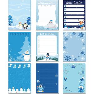 9 Pads Winter Sticky Notes 3x4 Inch Cute Self Stick Notepads Notes Adhesive Memo Pad Office Decor Birthday Gifts for Students School Teacher Meeting Office 