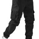 Mens Cargo Joggers Stretch Casual Sweatpants Elastic Waist Drawstring Tapered Pants for Men Hiking Pants with 5 Pockets XL