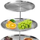 Stainless Steel Fruit Stand, Cake Stand, 3 Shelves, 20 cm, 23 cm, 26 cm, Perfect as a Fruit Bowl for Fruit Storage, Muffins and Cupcakes
