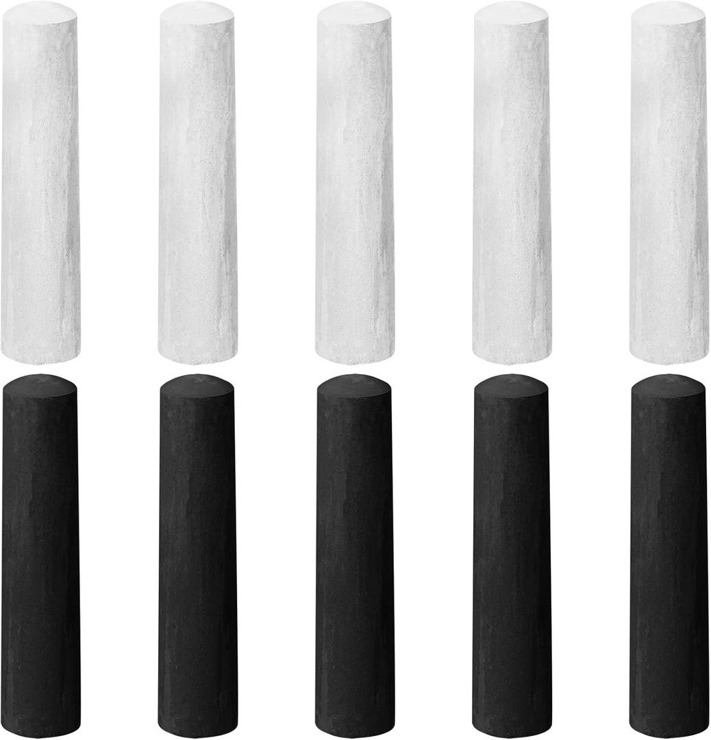 10 Pcs Sidewalk Chalks for Kids Non Toxic Jumbo Chalk for Party Gift Outdoor Art Classroom Play Painting (Black and White)