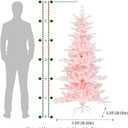Glitzhome 6ft Prelit Artificial Christmas Tree, Slim Pink Frostfall Fir Xmas Tree with 260 Warm White & Multi-Color Lights, 1,056 PE&PVC Tips, Flocked Christmas Tree for Indoor Holiday Spaces