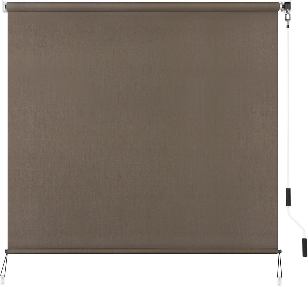 SEEYE Outdoor Sunshade Roller Shades, 4' W x 6' H Cordless Roll Up New Material Blinds Privacy Screen with 90% UV Protection, Exterior Patio Shade Cloth for Backyard Porch Pergola Windows, Mocha, 48"W x 72"H