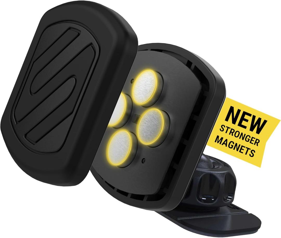 Scosche Magnetic Phone Holder for Car Dashboard with Extra Strong Magnet, Thick Metal Plate & 360 Rotation, Secure Cell Phone Car Mount for Large Phones Compatible with iPhone, Samsung, Not MagSafe (1 Pack)