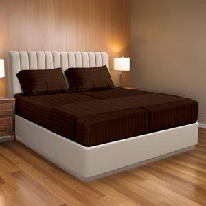 Ready To Rest 100% Egyptian Cotton Split California King Sheets Sets for Adjustable Bed 5 Piece, Fits Mattress Upto 16" Deep, Ultra Soft, Cooling Bed Sheets, Chocolate Stripe
