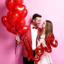 Anniversary Balloons Decorations,Happy Anniversary Banner,Red Heart Shaped Balloons,Large Love Balloon,Rose Petals,Latex Balloon for Romantic Nigh Valentines Day Party Supplies