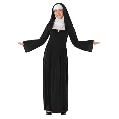 fun shack Nun Costume for Women - Deluxe Religious Outfit with Headpiece, Cross Necklace X-Large
