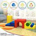 8-Piece Colourful Soft Play Set, Foam Climbing Blocks for Toddlers, Climbing Toys for 1 Year Old, Inside Crawling & Sliding Foam Baby Climbing Blocks, Compact