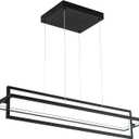 Modern LED Linear Rectangle Chandelier Dimmable 35.4 Kitchen Island Lighting, Contemporary Hanging Linear Led Pendant Chandelier Light Fixture for Dining Room Hallway Bar Black