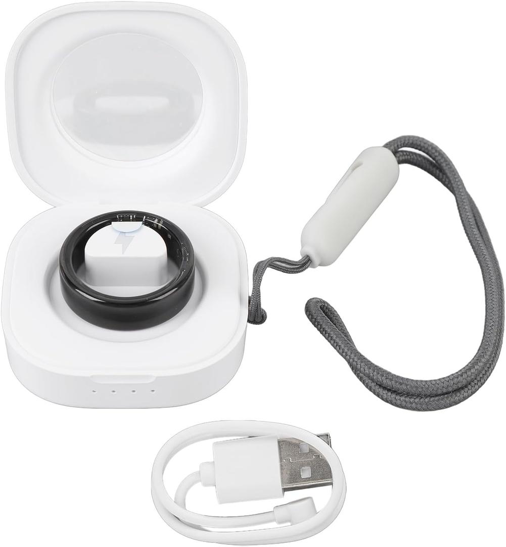 Smart Ring with Charging Case, Fitness Tracker Ring with BT 5.0 & Multiple Sports Mode, Anillo Inteligente with Steps Counter, Calorie Burn, and Sleep Monitoring (Black) (7#) (8#) (9#) (10#) (11#) (12#)