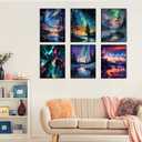 6 Pack Paint by Numbers Kit for Adults-Aurora Adult Paint by Number Kits on Canvas for Beginners,Nature Scenery DIY Acrylic Number Painting Kits for Home Wall Decor Gift 11.8x15.7Inch (Without Frame) (YH01583)