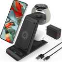 Upgraded 3 in 1 Wireless Charger for Google Pixel Watch 3/2, for Pixel 10/10 Pro/10 Pro XL/9 Pro/9/Fold/8,Pixel Buds Pro 2/Pro,Wireless Charging Station for Multiple Devices (Not for Pixel Watch 4/1) (Black)