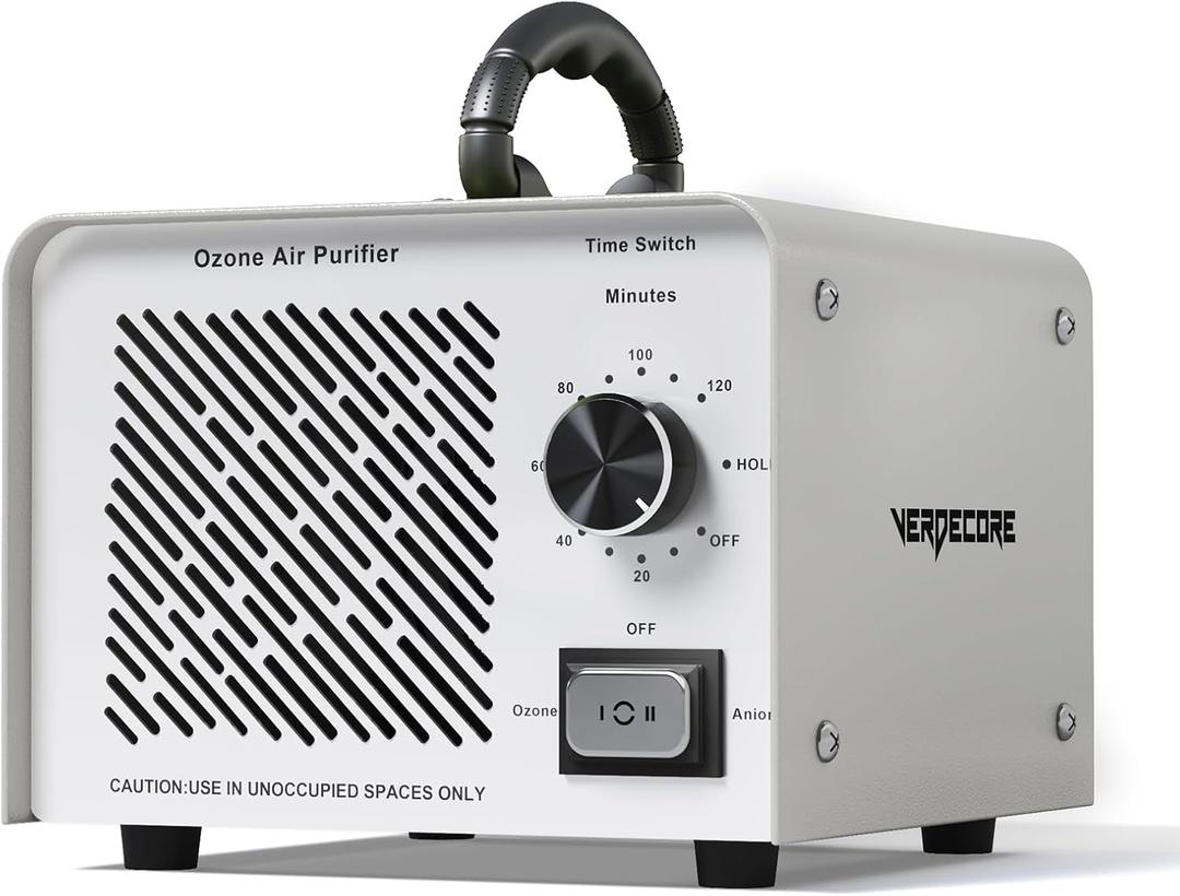 125,000mg/h Ozone Generator, High Capacity Ozone Machine & Negative Ion Air Purifier O3 Air Ionizer Odor Removal for Home, Car, Pets, Basement Covers up to 2500 Sq.Ft. (Silver)