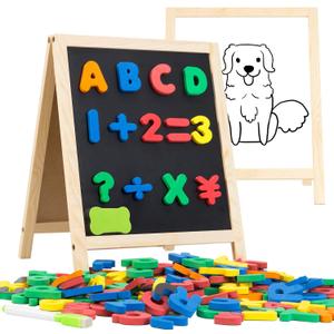 INNOCHEER Magnetic Letters and Numbers for Toddlers, Magnetic Board for Kids, ABC Alphabet Magnets, Educational Dry Erase Board - Whiteboard & Chalkboard for Toddlers Writing & Drawing Kids Toys (Multicolor)