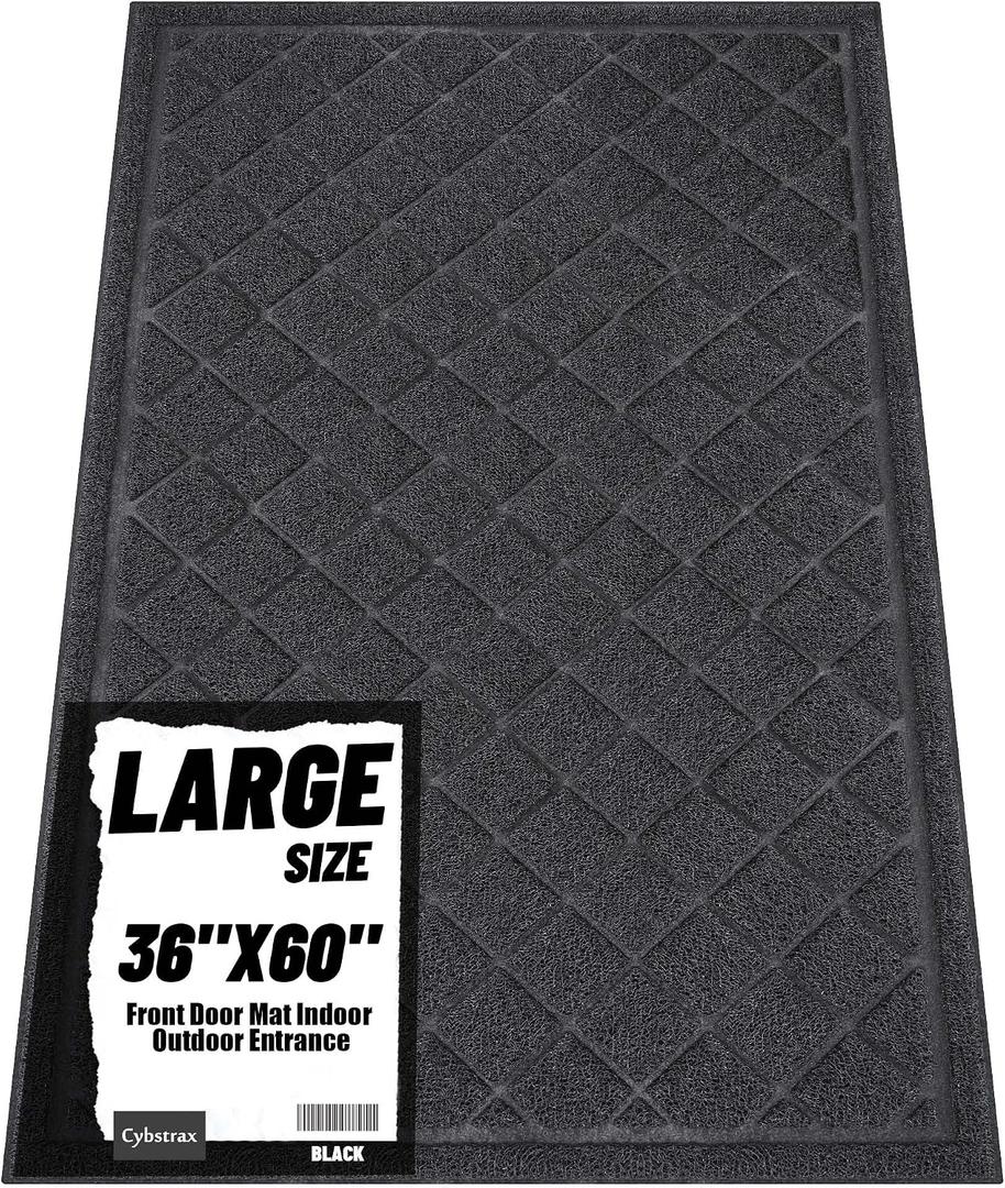 Front Door Mat Indoor Outdoor Entrance, 36" x 60" All-Season Heavy Duty Waterproof Doormat, Non-Slip Absorbent Entryway Mat, Easy to Clean, Low Profile Commercial Floor Mat for Indoor Outdoor