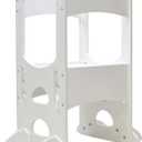 Little Partners Kids Learning Tower, Toddler Tower Adjustable Height Kitchen Step Stool, Encourages Learning, Independence, and Engagement, Safety Climbing Tower for Counter (Soft White) (Original)