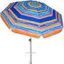 AMMSUN 7ft Beach Umbrella with Sand Anchor Portable Outdoor Patio Sun Shelter UPF50+ Protection & Tilt Aluminum Pole Air Vent with Carry Bag for Beach Patio Garden Outdoor Multicolor Blue