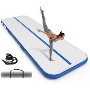 SWRORDAWN Inflatable Gymnastics Mat 13ft, 4 inches Thickness Gymnastic Mats with Electric Pump and Carry Bag for Kids Home Use Outdoor Training Yoga Cheerleading Gym Studio Backyard Park, Blue