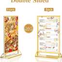 Dynta Acrylic Sign Holder 4x6 8 Pack Double Sided Clear Plastic Display Stands, Tabletop Menu Holder, Flyer Display for Wedding, Party, Restaurant, Office, Retail (Gold Frame)