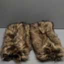 LA CARRIE Women Faux Fur Leg Warmers Long Furry Leg Foot Cuffs Girls Winter Boot Socks (One Size, Raccoon)