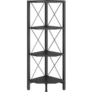 CHOEZON 4-Tier Corner Shelf, Corner Bookcase, 43.3" Tall Vertical Display Rack, Plant Stand, Open Storage Shelf, for Living Room, Bedroom, Study, Kitchen, Black TCJ14BB
