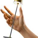 Compact Cordless Table Lamp, Rechargeable LED Night Light, Dual Light Source (RGB Top & Warm Bottom), Touch Control & Timer, Metal Lamp for Bedroom & Kids Room (Antique Brass & Black)