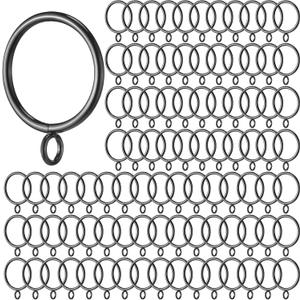 Maitys 100 Pcs Metal Curtain Rings with Eyelet 1.5-inch Inner Diameter Eyelet Curtain Rings for Drapery Clips Hooks for Sliding Window Bathroom Door Shower Rod (Black)