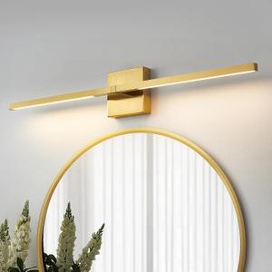 Gold Bathroom Vanity Light Fixtures - 30 inch Rotatable Modern LED Vanity Lights for Bathroom with 3500K Warm Light Brushed Bath Wall Sconce Over Mirror
