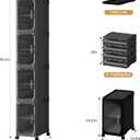 4-Tier Tall Narrow Storage Cabinet with Adjustable Shelves and Movable Wheels, Slim, Bathroom Storage and Organizers for Small Space, Bathroom, Kitchen, Laundry, Black