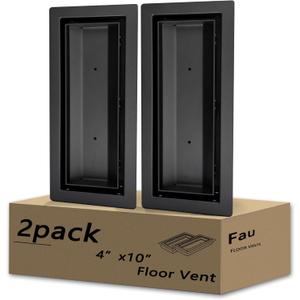4x10 Floor Register, Heavy Duty Steel, 50% Higher Ventilation Performance Than Others, Sandtex Black Finish, Sleek Modern Design, Fits Tile Wood Inserts, Floor Vent Covers for Home Floor