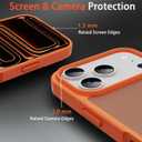 Matte Case for iPhone 17 Pro Case with 1 Screen Protector,Shockproof Protective Hard Back Slim Phone Case,Frosted Translucent Back Phone Cover, Anti-Fingerprint - Orange