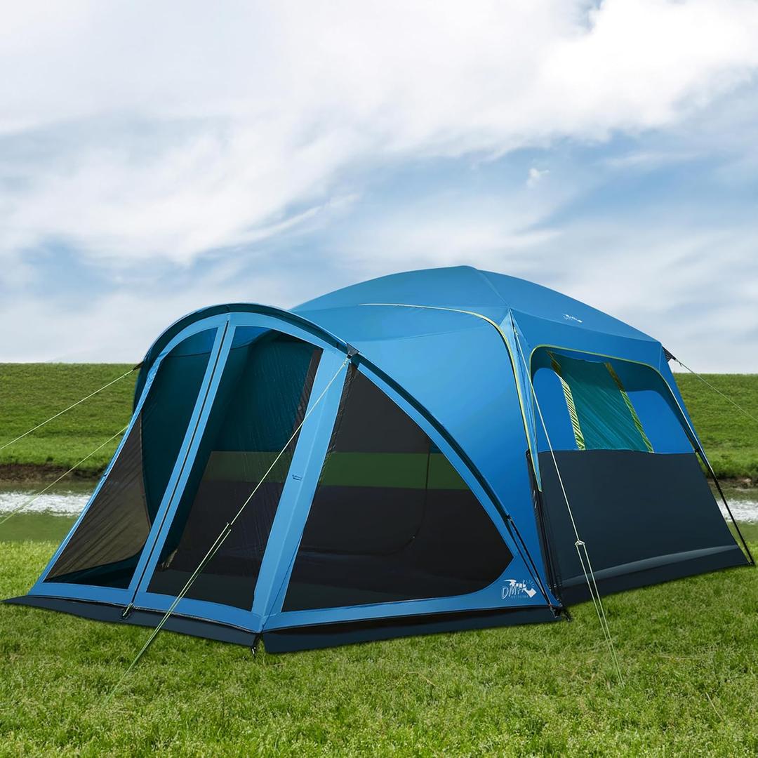 Tents for Camping 6/10 Person Camping Tent with Screen Porch, Weatherproof Large Cabin Tent with Rainfly and Carry Bag, Family Tent for Outdoor Camping and Backyard