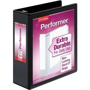 Cardinal 17601 Performer ClearVue Slant-D Ring Binder, 3-Inch Cap, 11 x 8 1/2, Black