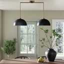 Nathan James Percy Modern 2-Light Pendant Island Light Fixture, Hanging Lights with Metal Shade and Adjustable Cord, for Kitchen, Living Room, Black/Vintage Brass (Set of 1)