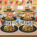 2 Pack Construction Cupcake Stand Birthday Party Supplies, Construction Cup Cake Tower Stand Truck 3 Tier Cardboard Cupcake Stand Display Dessert Holder for Boys Baby Shower Party Decorations Favors